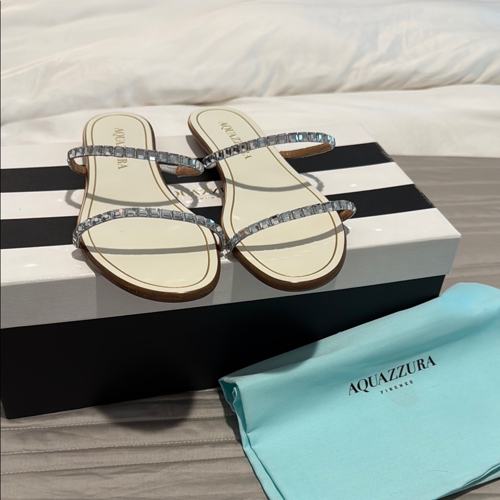 Aquazzura White Crystal Sandals